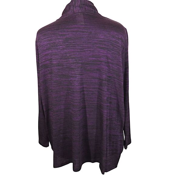 Faded Glory Purple Black Marled Long Sleeve Open Front Knit Cardigan Plus Sz 3X - Picture 3 of 5